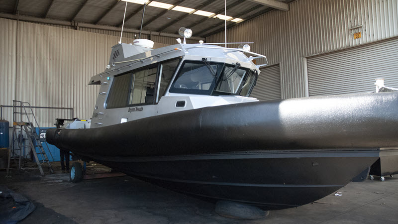 boat coated with LINE-X protective coating